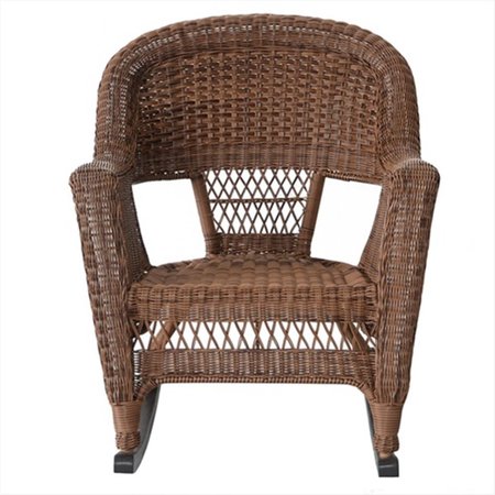 JECO W00205R-C-2-RCES016 3 Piece Honey Rocker Wicker Chair Set With Orange Cushion W00205R-C_2-RCES016